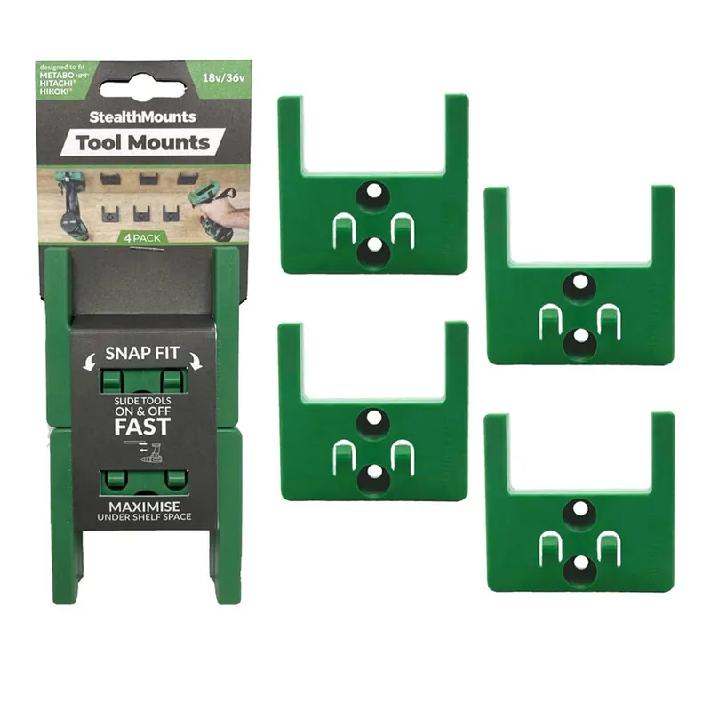 StealthMounts TM-MHH18-GRN-4 Porte-outils pour Hikoki / Metabo / HPT / Hitachi 18V - Vert - 4 pièces