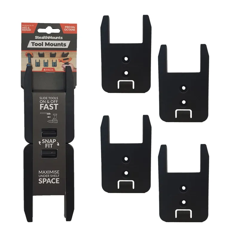 StealthMounts TM-AR18-BLK-4 Porte-outils pour AEG & Ridgid - Noir - 4 pièces