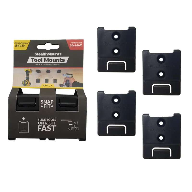StealthMounts TM-STPC-BLK 4 Supports d‘outils Stanley/Porter cable - Noir - 4 pièces
