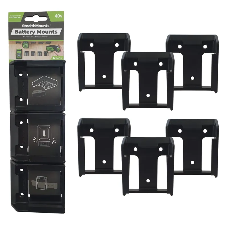 StealthMounts BM-GW40-BLK-6 Supports de batterie pour Greenworks 40v - Noir - 6 pièces