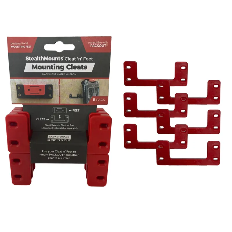 StealthMounts OM-CL-RED-6 Cleat ‘n‘ Feet fixations à pince - Rouge - 6 pièces