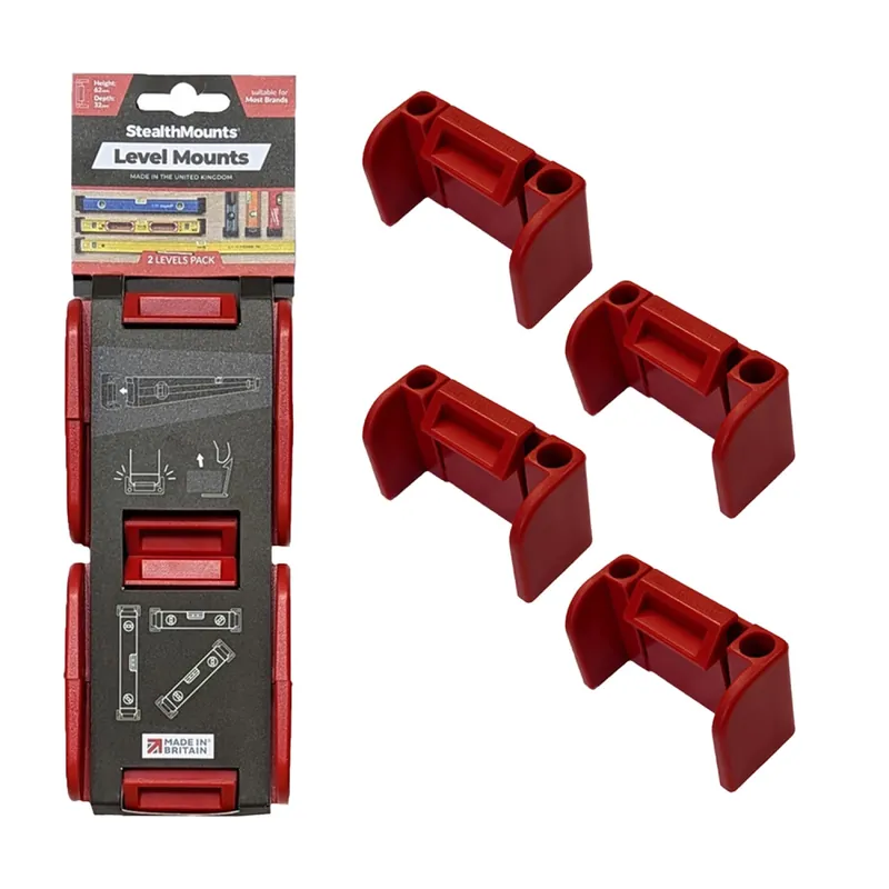 StealthMounts OM-LM-RED-2 Supports de niveau - Rouge - 2 pièces