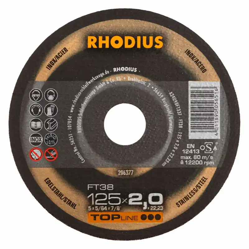 Rhodius 210763 FT38 TOPline lll Disque à tronçonner conventionnel 125x2,5x22,23 (25 pcs)
