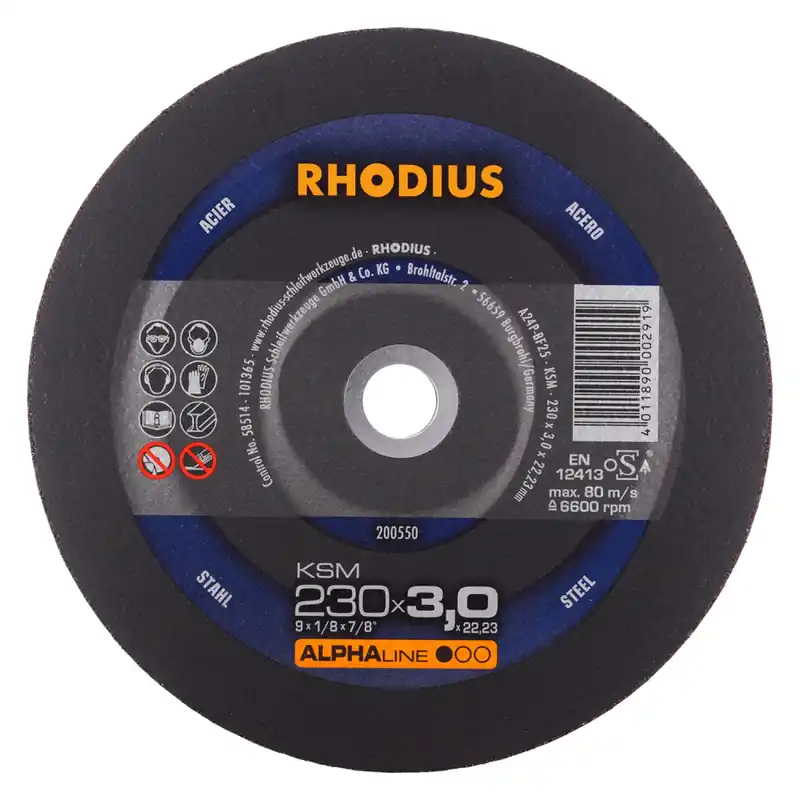 Rhodius 200550 KSM ALPHALINE l Disque à tronçonner conventionnel 230 x 22,23 x 3mm (25 pcs)