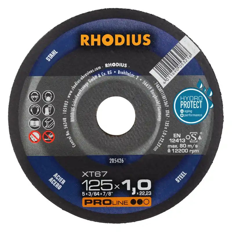 Rhodius 205426 XT67 PROline ll Disque de coupe extra fin 125 x 22,23 x 1,0mm (50 pcs)