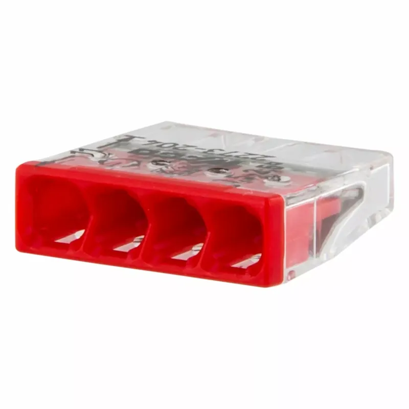 Wago 2273-204 Pince à souder 4-trous - 4 x 0.5 - 2.5 mm² - Transparent-rouge (100pcs)