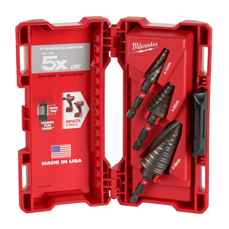 Milwaukee 48899266 Jeu de 3 forets étagés ShockWave