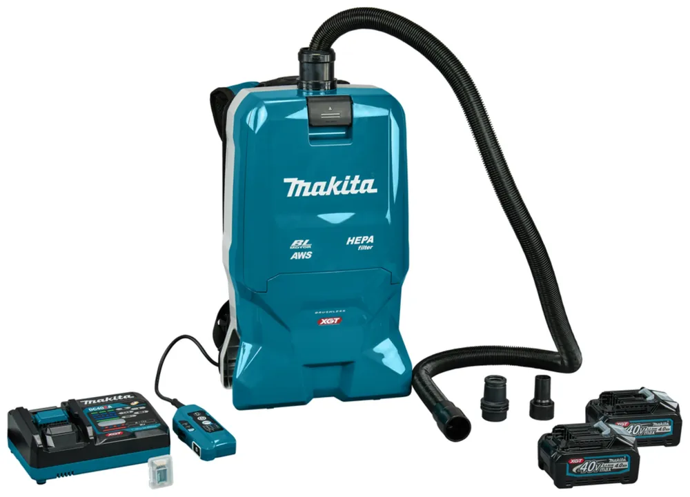 Makita VC012GM2NL1 XGT 40V Max Li-Ion Aspirateur à dos sans fil Set (2x 4.0Ah) - 200mbar