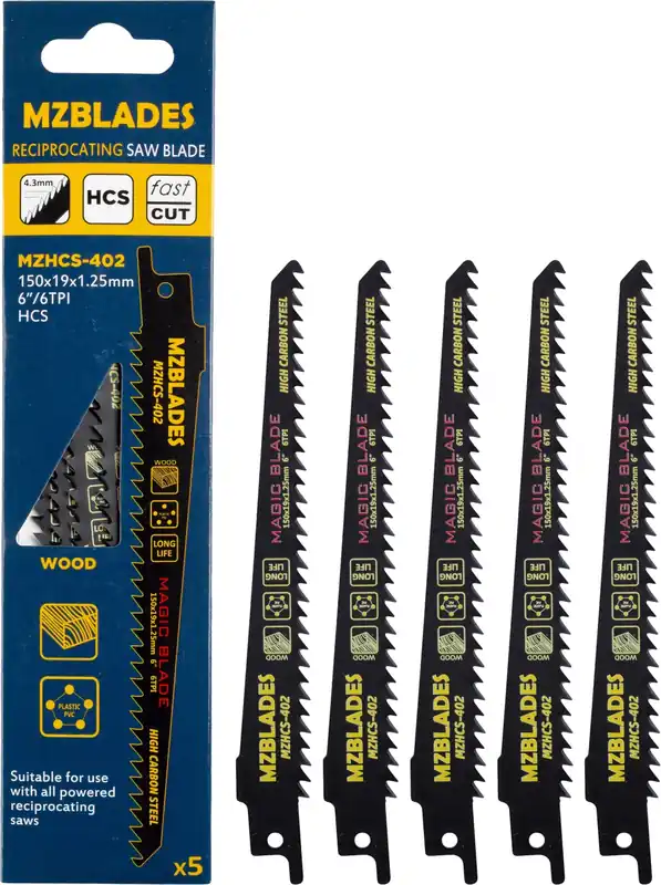 Multizaag MZHCS-402 Lame de scie sabre pour bois - 5 pièces