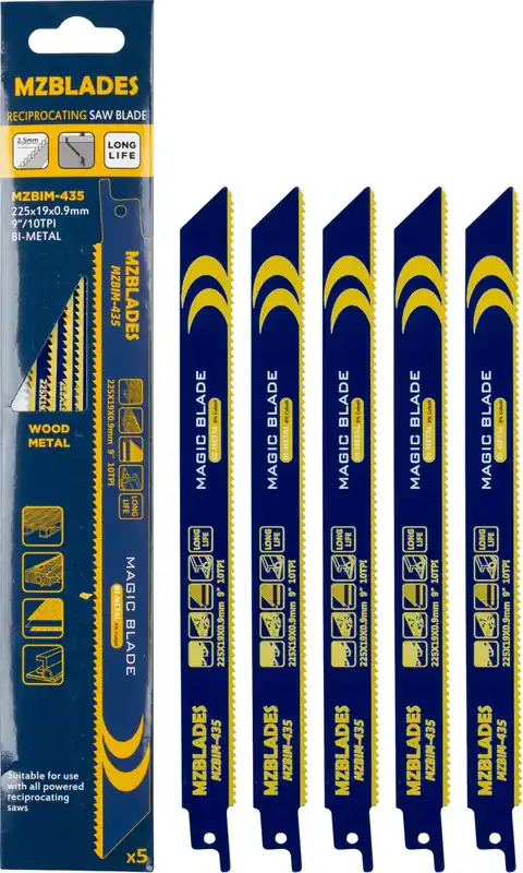 Multizaag MZBIM-435 en bimétal Lame de scie sabre - Lot de 5
