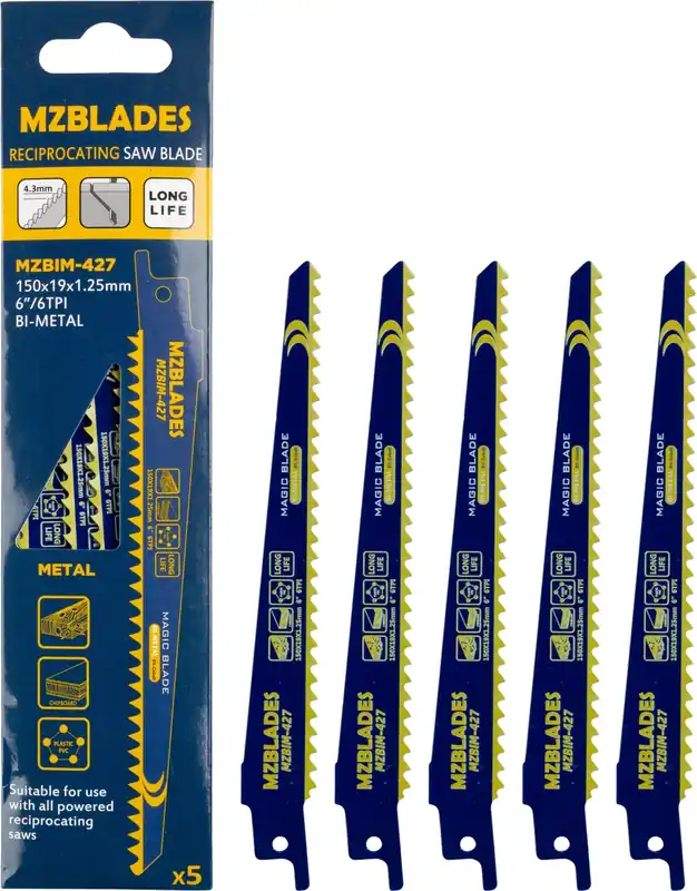 Multizaag MZBIM-427 Bimétal Lame de scie sabre - 5 pièces