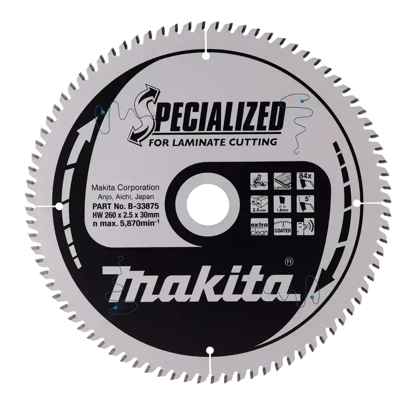 Makita B-33875 Spécialisée lame de scie à onglet pour Stratifié - 260 x 30 x 84D