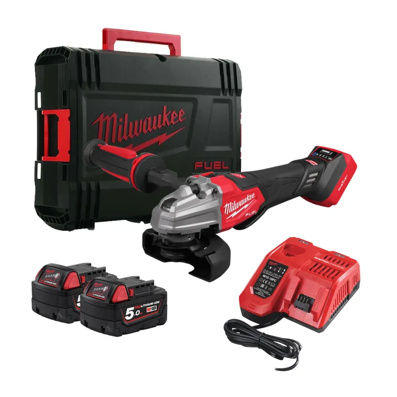 Milwaukee M18 FSAGSVO125X-502X FUEL Meuleuse d‘angle (2x batterie 5.0AH) - 125mm - dans HDBox