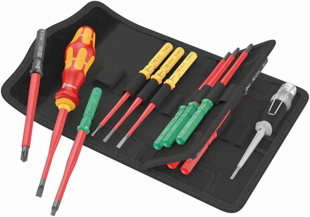 Wera 05006608001 Ensemble de 16 lames interchangeables isolées VDE Slim line dans un étui