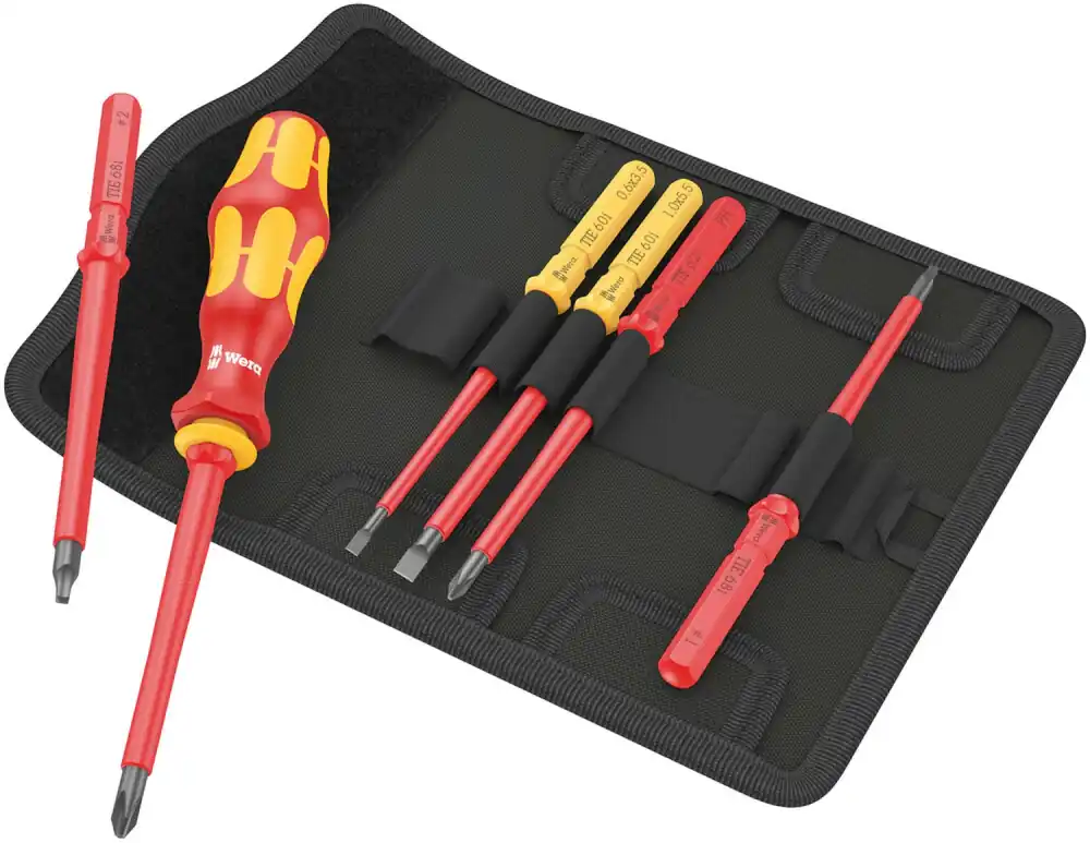 Wera 05006604001 6 pièces Kraftform Kompakt VDE 7 Imperial 1 Tool Finder Jeu de lames de rechange en coffret