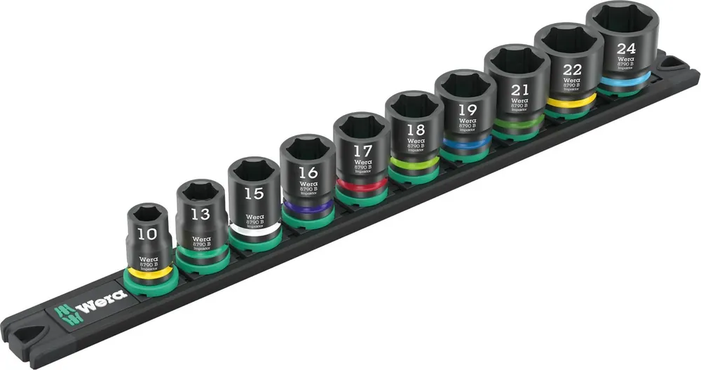 Wera 05005451001 11-pièces 9607 Cap magnetic strip B Impaktor 1 jeu de douilles avec support