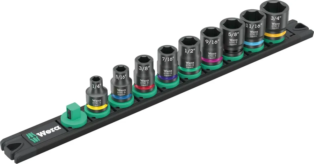 Wera 05005452001 9 pièces 9608 Cap magnétique B Impaktor pouce 1 jeu de douilles avec support