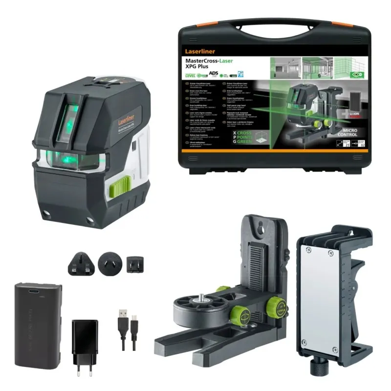 Laserliner MasterCross-Laser XPG Kit laser à croix dans un coffret - 2 lignes - vert - 55 m - IP64