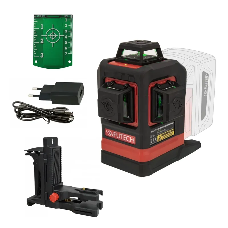 FUTECH Multicross 3D 18VMAX Laser à lignes croisées - vert - 70 m - 3 lignes