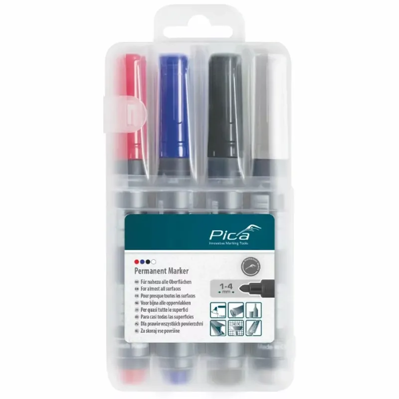 Pica Classic 520/04 Marqueur permanent en 4 couleurs - pointe ronde