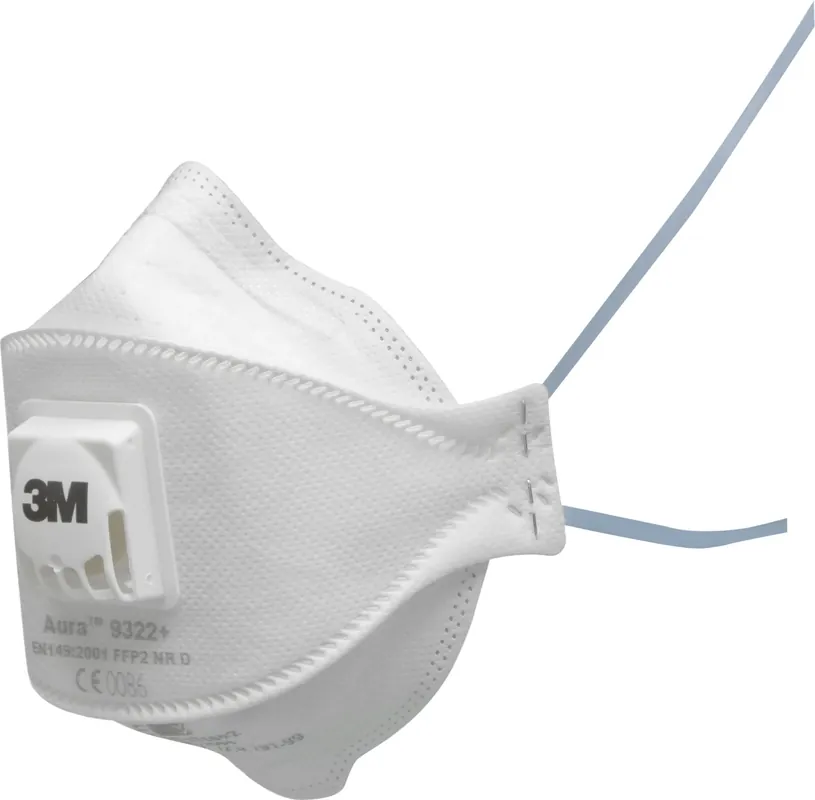 3M 9322+ Masque anti-poussière Aura - FFP2 - Sans entretien - Plissé - Avec soupape d‘expiration