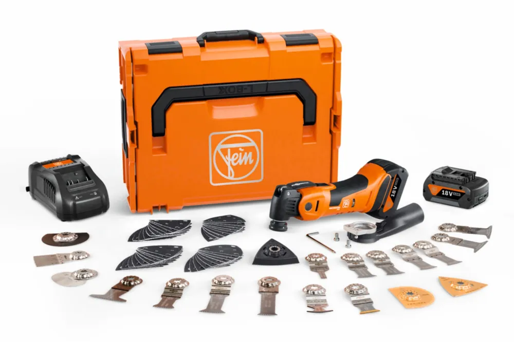 Fein AMM700 Multimaster Max Top 18V Li-ion Accu Multitool set (2x 4.0Ah) in L-Boxx incl. 60-piece accessory set
