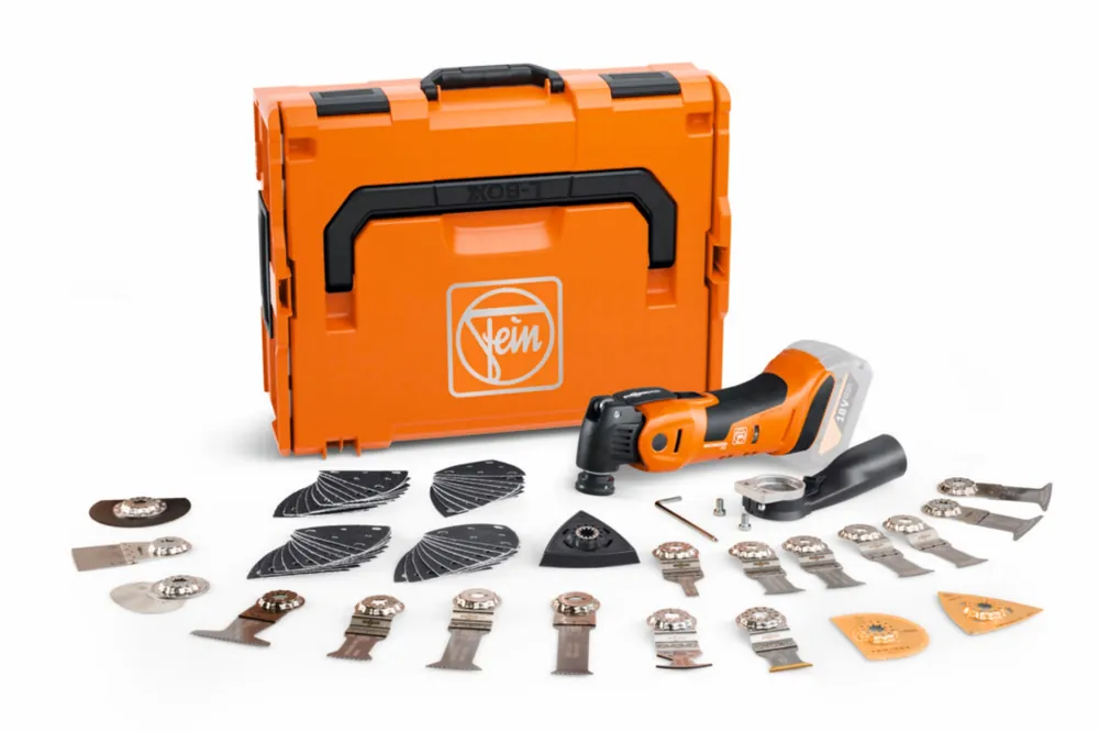 Fein AMM700 Multimaster Max Top 18 V Li-ion Accu Multi-outils dans un coffret L-Boxx, avec un jeu de 60 accessoires