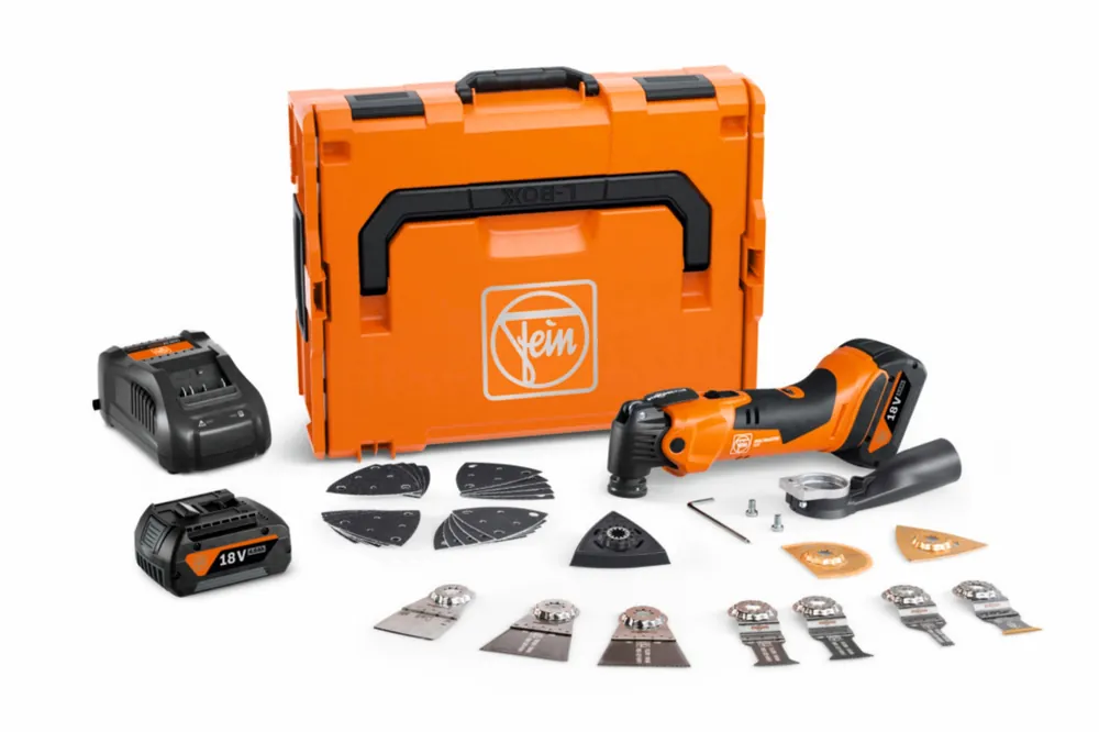 Fein AMM500 Multimaster Plus Top 18V Li-ion Accu Multitool set (2x 4.0Ah) in L-Boxx incl. 30-piece accessory set