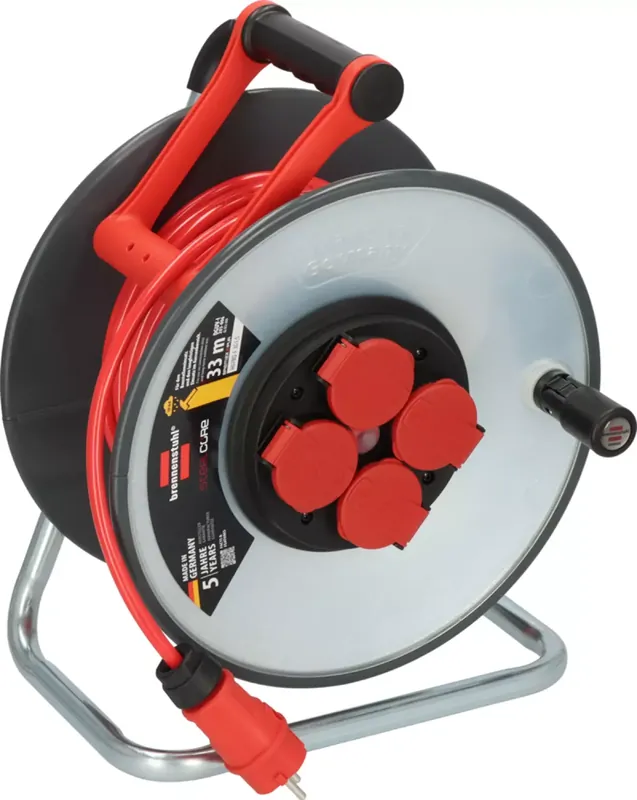 Brennenstuhl Professional SC 3110 SteelCore Enrouleur de Câble H07BQ-F 3G1,5 - IP44 - 33m - Rouge