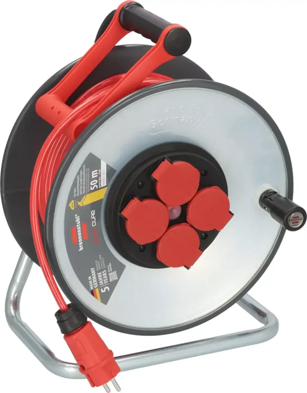 Brennenstuhl Professional SC 5110 SteelCore Enrouleur de câble H07BQ-F 3G1,5 - IP44 - 50m - Rouge