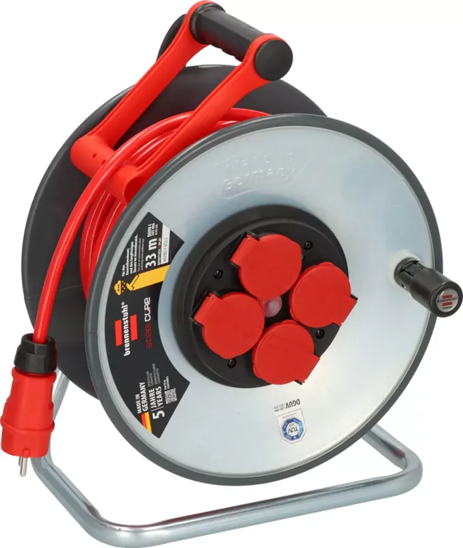 Brennenstuhl Professional SC 3210 SteelCore Enrouleur de câble H07BQ-F 3G2,5 - IP44 - 33m - Rouge