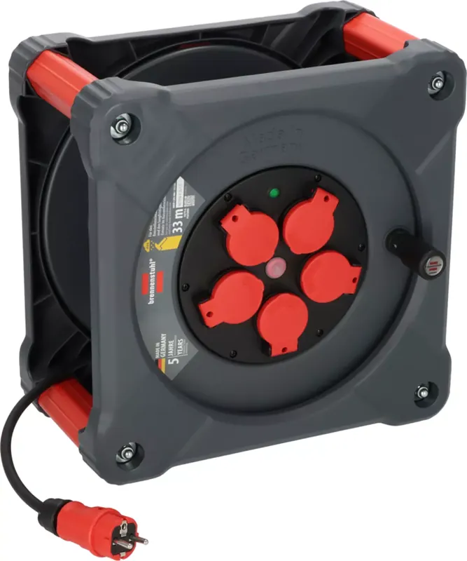 Brennenstuhl Professional KA 3100 Cube de chantier 5-fois enrouleur de câble H07RN-F 3G1.5 - IP44 - 33m - Noir