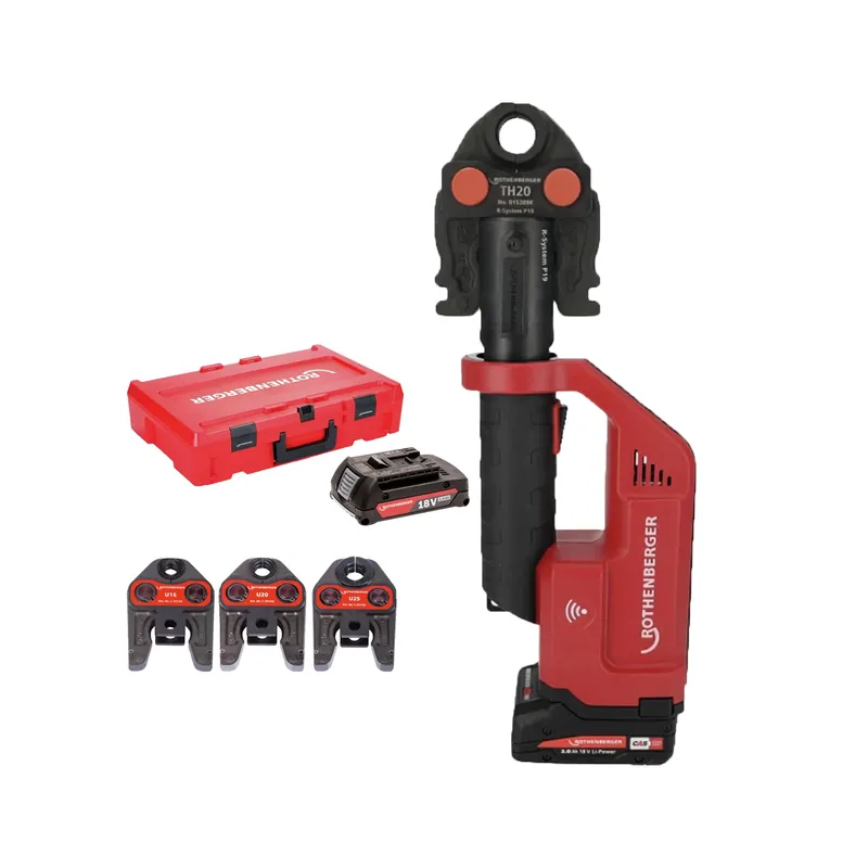 Rothenberger 1000004281 Romax Compact III 18 V, kit de pince à sertir sans fil (1 batterie 4,0 Ah + chargeur) avec mâchoire en U - 16-20-25 mm - CAS