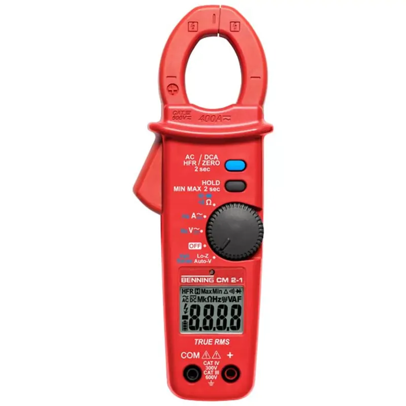 Benning CM2-1 Pince Ampèremétrique Digitale TRUE RMS - AC/DC 600V & 400A - CAT III 600V / CAT IV 300V