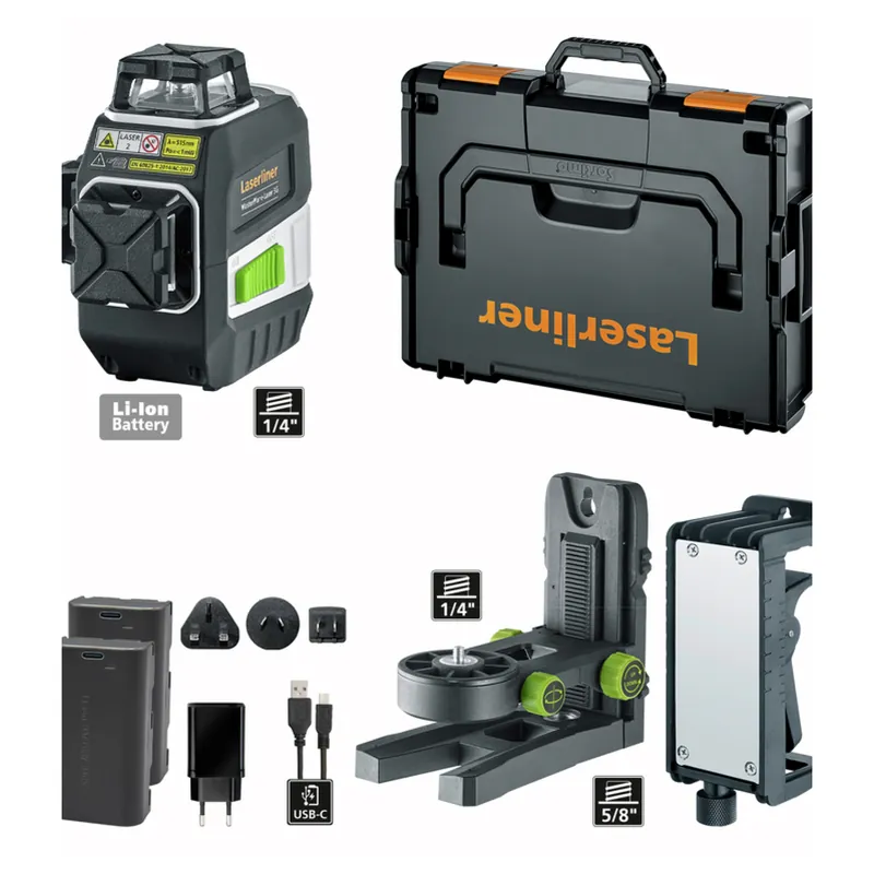 Laserliner MasterPlane-Laser 3G Pro 360° Jeu de niveau laser en croix dans L-boxx - 3 lignes - vert - 3x 55m - IP64