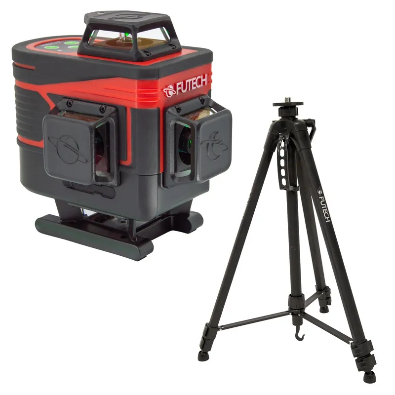 FUTECH MC4D Multicross 4D Compact ensemble de niveau laser croisé avec trépied dans une valise - vert - 150m - 3 lignes