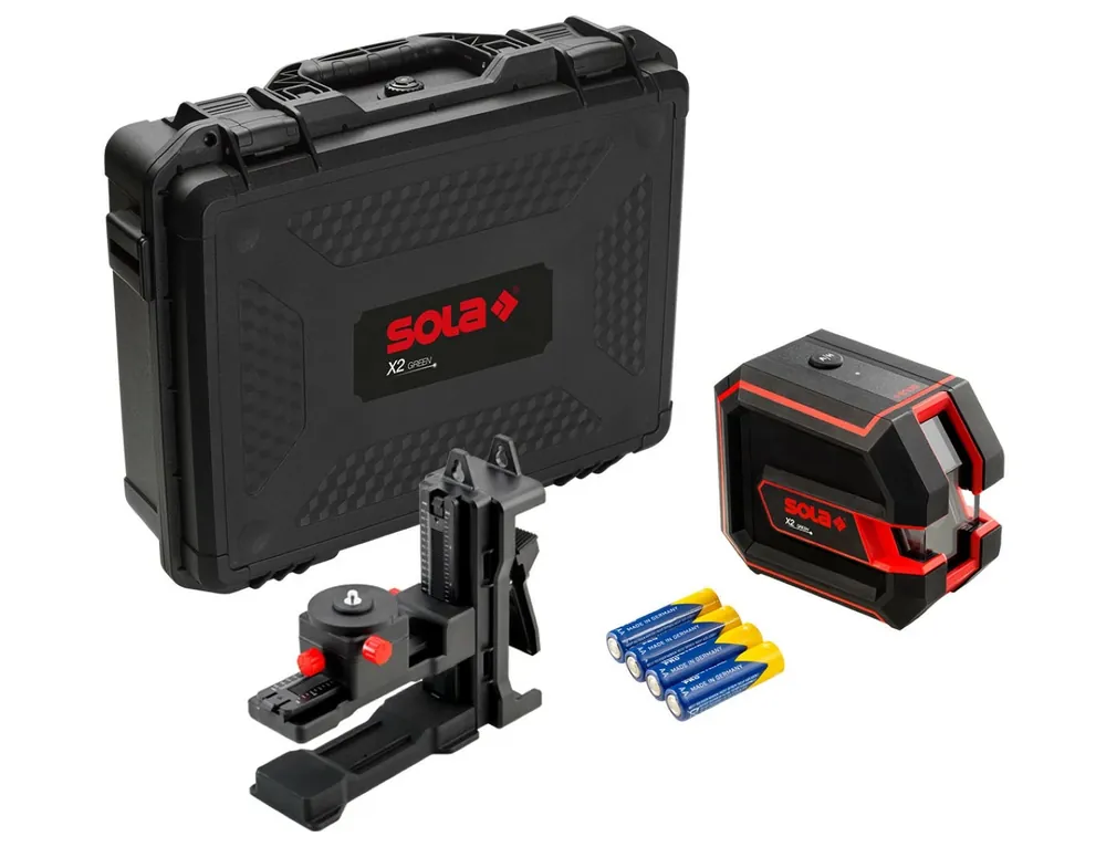 Sola X2 Green PROFESSIONAL ligne laser croisée en sac - vert - 30m - 2 lignes - IP54
