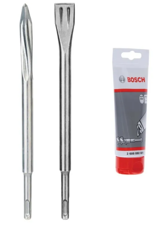 Bosch 061599765K 2-piece set de burins pointus et plats + graisse lubrifiante