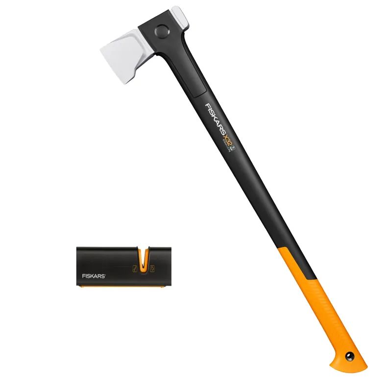 Fiskars 1069109 Hache à fendre X-Series X36 L incl. Hache XSharp et aiguiseur de couteaux - 915mm