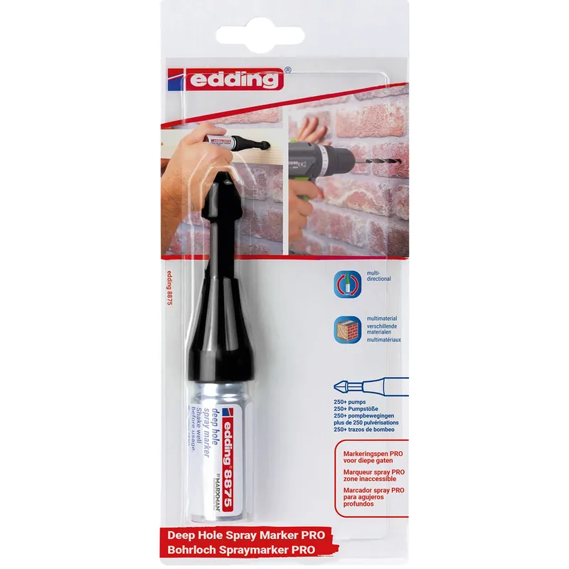 Edding ED066527 Spray de marquage trou profond - E-8875 PRO blister noir - 1 pièce