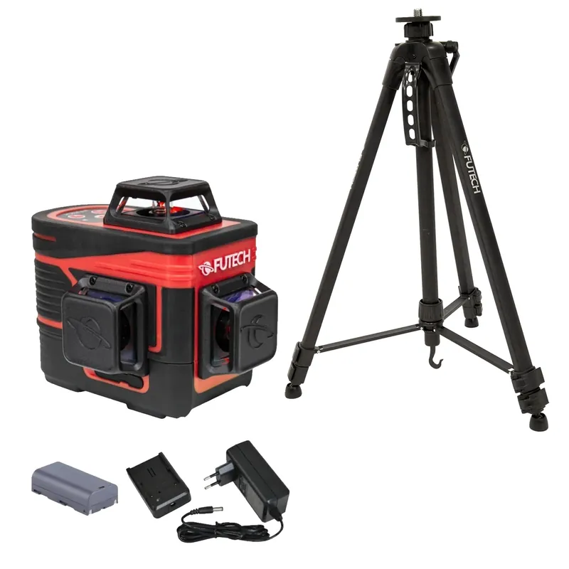 FUTECH MC3D Multicross 3D Compact cross line laser set incl. trépied en valise - rouge - 2x 120m - 3 lignes