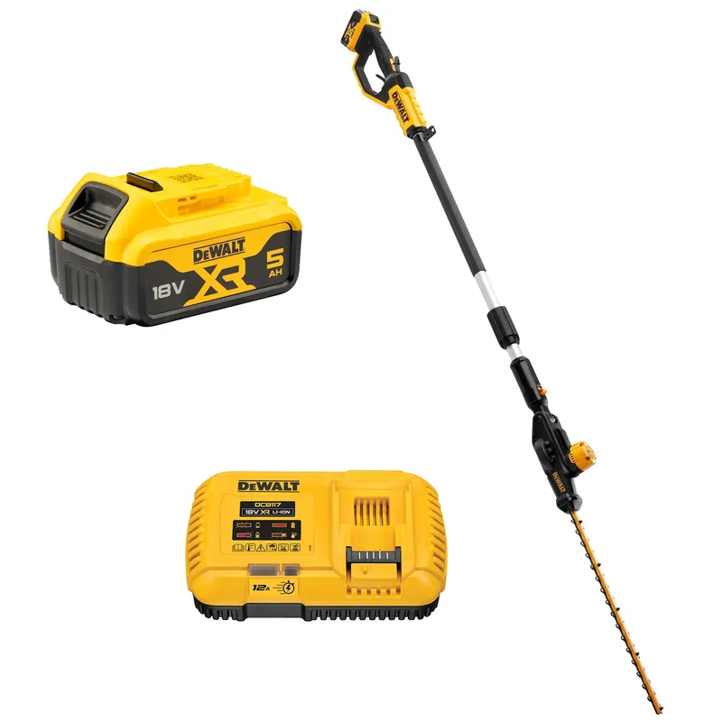 DeWALT DCMPH566P1 18V XR Li-Ion Taille-haie sur perche set (1x 5.0Ah Batterie) - Sans balais - 550mm
