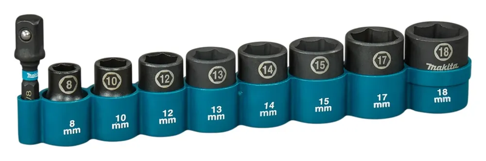 Makita E-16639 Impact Black Jeu de douilles à choc - 9 pièces - 3/8‘“ VK