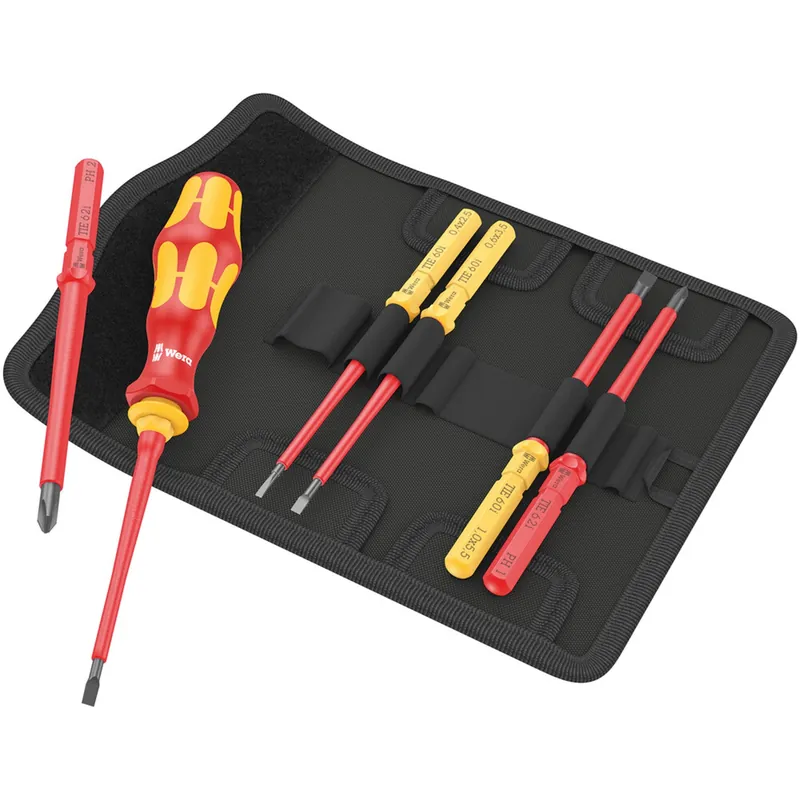 Wera 05006600001 Jeu de 7 pièces Kraftform Kompakt VDE 7 Universal 1 Tool Finder Jeu de lames interchangeables dans un étui