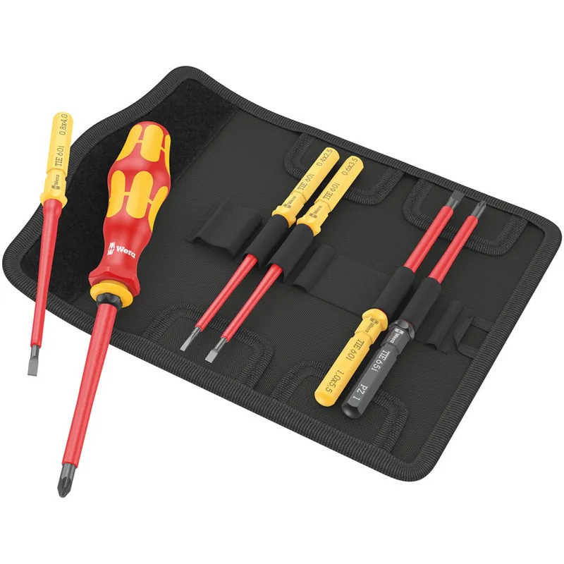 Wera 05006601001 Jeu de 7 pièces Kraftform Kompakt VDE 7 Universal 2 Tool Finder Set de lames interchangeables dans un étui