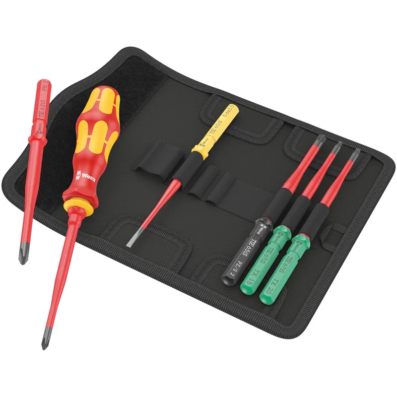 Wera 05006603001 Set 7 pièces Kraftform Kompakt VDE 7 Extra Slim 1 Tool Finder Jeu de lames interchangeables dans un étui