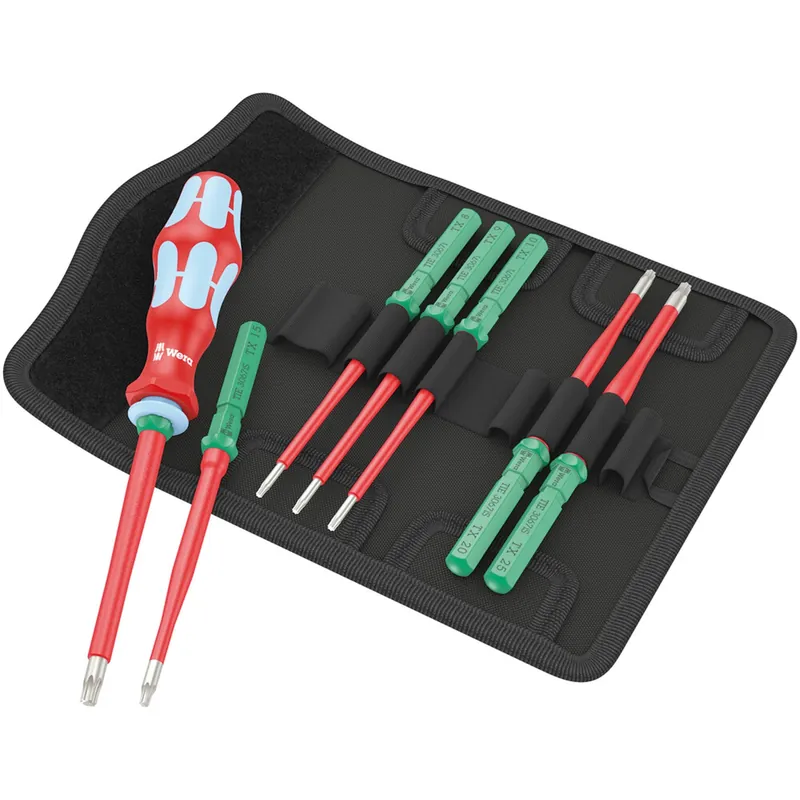 Wera 05006630001 Jeu de tournevis 8 pièces Kraftform Kompakt VDE RVS 8 Extra Slim 1 Tool Finder avec lames interchangeables dans un étui