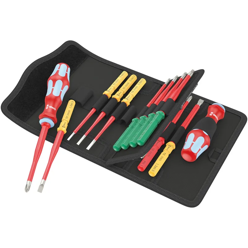 Wera 05006631001 Jeu de 17 pièces Kraftform Kompakt VDE Inox 17 Extra Slim 1 Tool Finder avec lames interchangeables dans un étui