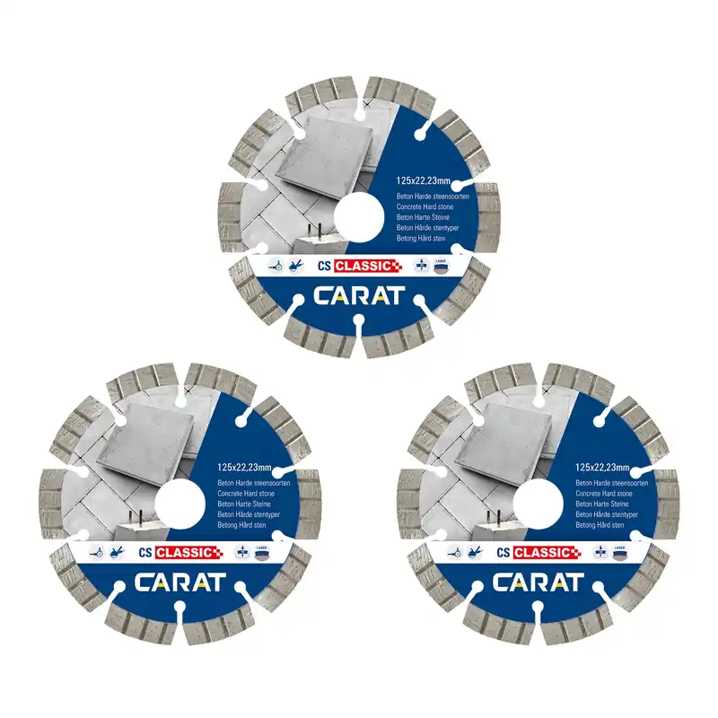 Carat CSC1253A25 Lot de 3 lames de scie diamantées pour béton - 125 x 22,23 mm - CS Classic
