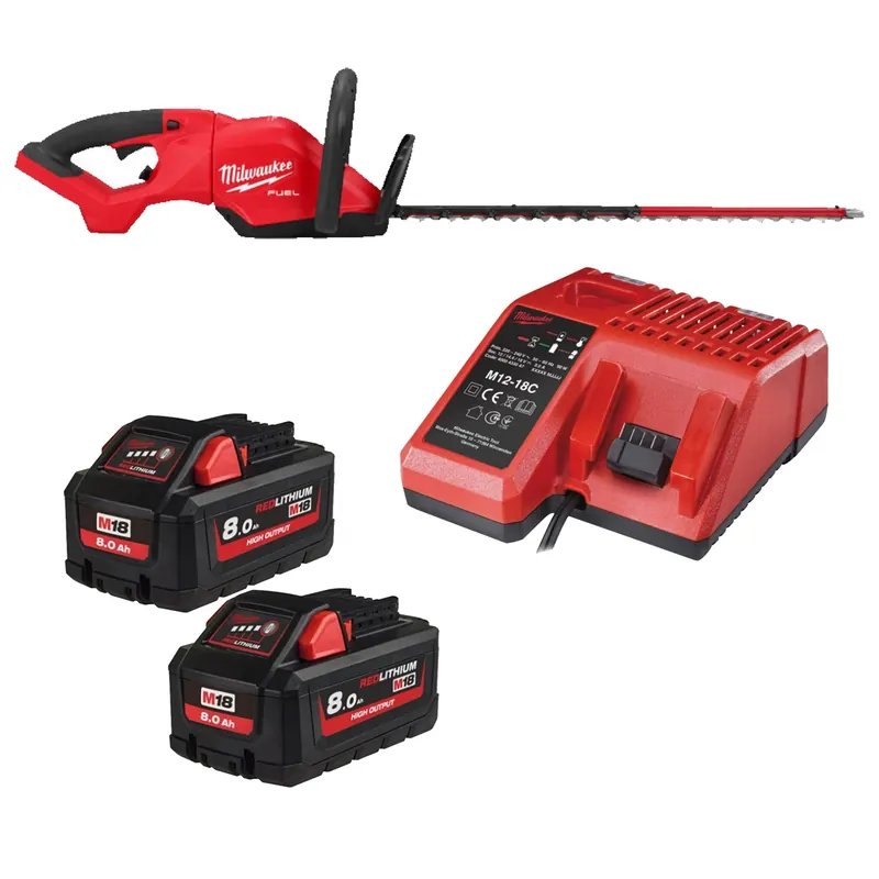 Milwaukee M18 FHET60G2-802 Ensemble taille-haie sans fil 18V Li-ion (2x batterie 8.0Ah) - 600 mm